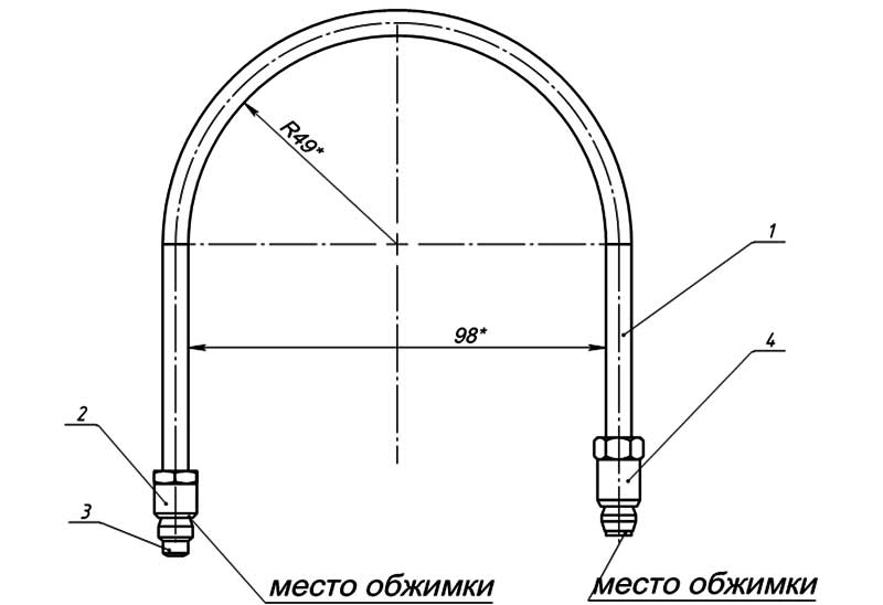 Рис.1. Схема трубки запальника серии SIT 140, 150 (код 100-047)